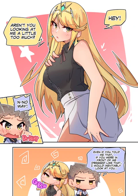 Today, the weather is warming up in spring and gradually becoming lighter and lighter.
But maybe Mythra is wearing lighter clothes for another reason?
(Rex's thrilled expression is attractive.)
#XenobladeChronicles2 #Mythra 