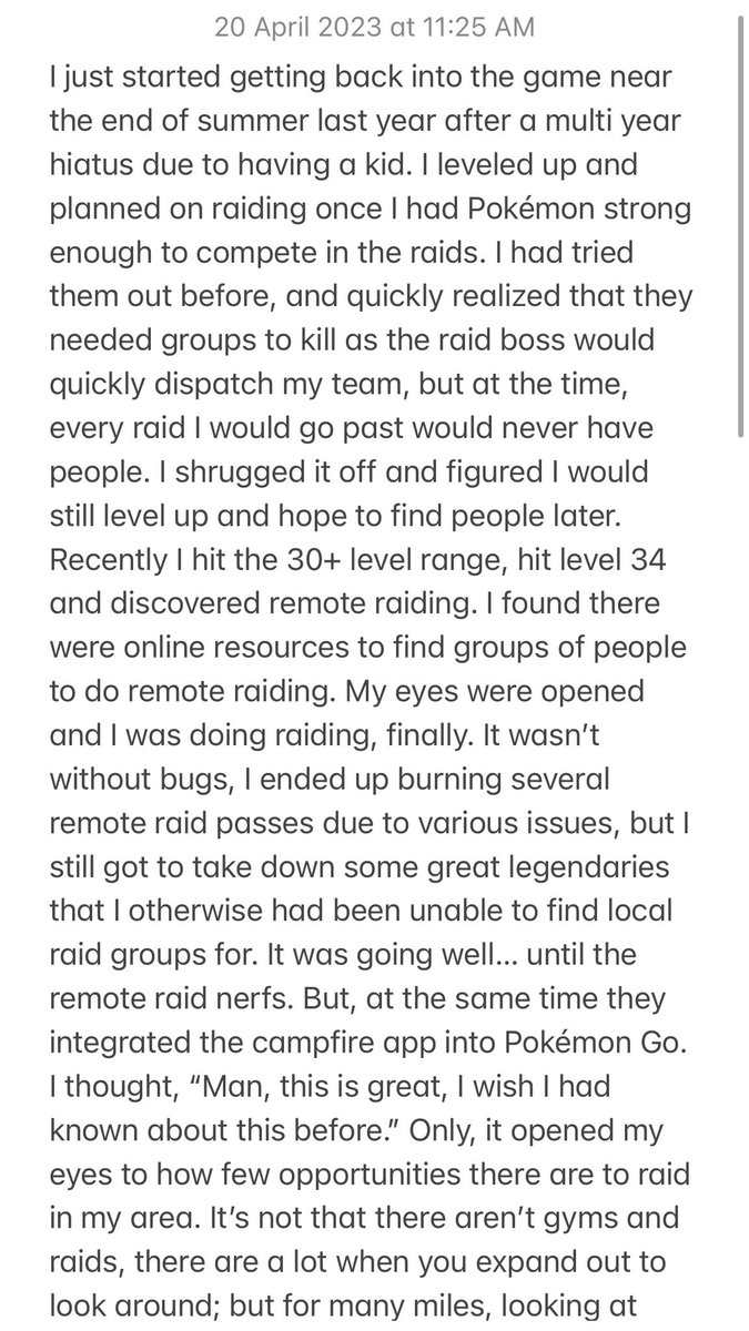 PoGo_Raiding's tweet photo. « I just started getting back into the game near the end of summer last year after a multi year hiatus due to having a kid. » - Go Raiding survey participant. 

Leave your testimonials on https://t.co/TqE3VGCuAq.

#GoRaiding #HearUsNiantic #HearUsNiantic2 https://t.co/5e1CYQ1pBU