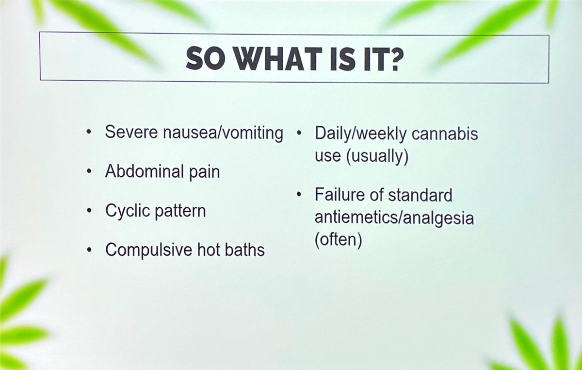 Dan Walter (@drdan2410) on Twitter photo Interesting presentation on Cannabinoid Hyperemesis Syndrome by <a href="/cp_humphries/">Chris Humphries</a>
#RCEMcpd Interesting presentation on Cannabinoid Hyperemesis Syndrome by <a href="/cp_humphries/">Chris Humphries</a>
#RCEMcpd
