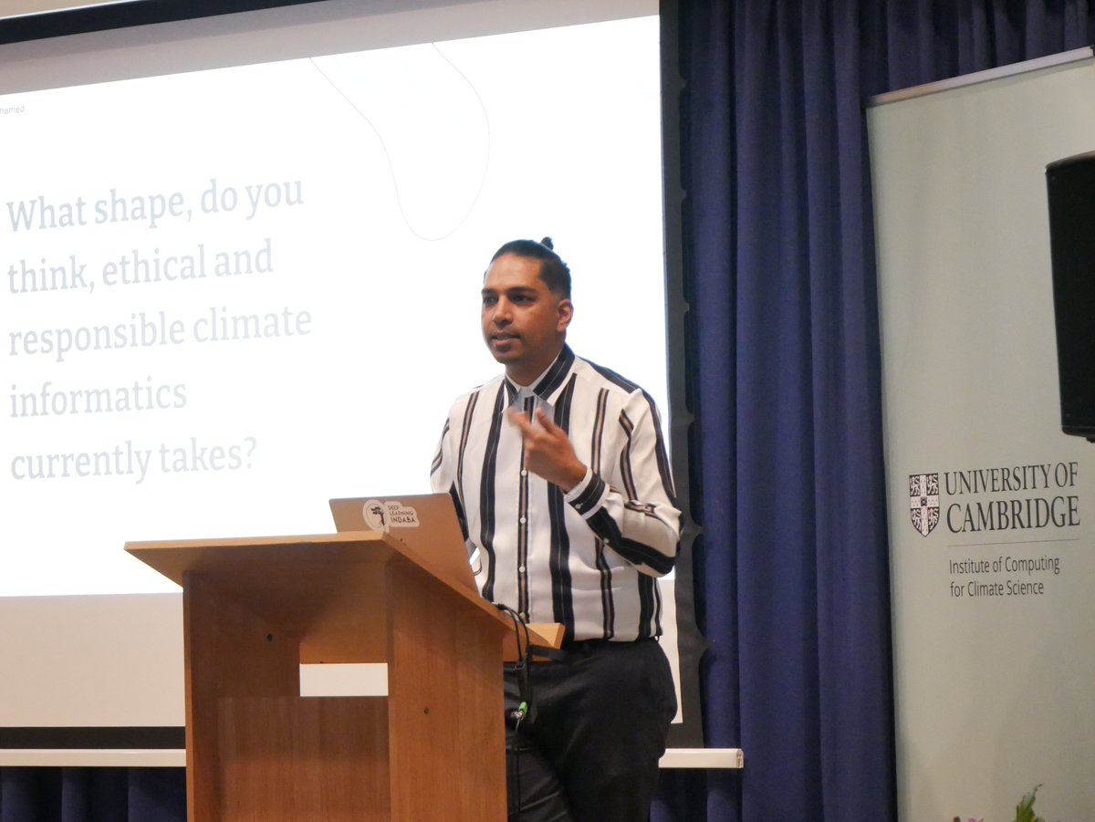 Cambridge_ICCS's tweet photo. Day 2 of #CI2023 is now under way! Yesterday was filled with many informative talks, including a fantastic keynote by @shakir_za on 'Generative Models for Climate Informatics'.

Looking forward to the keynote by @laurezanna this afternoon!

@MalaVirdee @JimCircadian @icenet_ai https://t.co/e6ZrOZDmWf