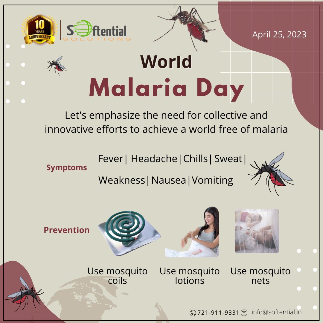 SoftentialSolut's tweet photo. Let's spread awareness to control and ultimately eradicate malaria.
Harness innovation to reduce the malaria disease burden and save lives.
#WorldMalariaDay #preventionisthecure #spreadawareness #EradicateMalaria #softential #aligarh #india https://t.co/JuPbHzr944