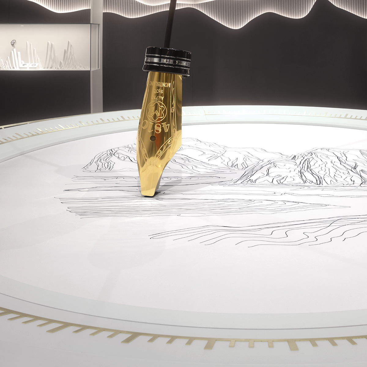 StudioJMGady's tweet photo. Our new creation : @Montblanc booth at @watcheswonders 
A scenography dedicated to link between time, art of writing and mountain exploration. At the heart of the foyer, the pendulum installation catches visitor attention by drawing an artwork every day.
https://t.co/2EQWTtdQIE https://t.co/VhtRF0hwjd
