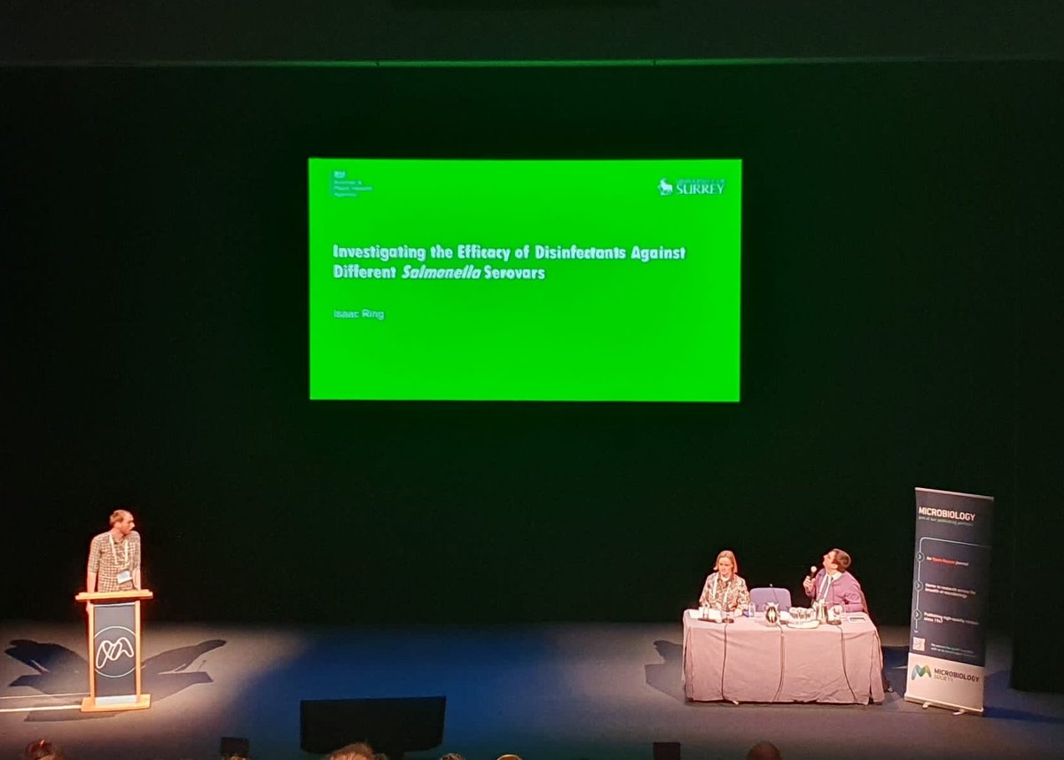 RLRGroup's tweet photo. Great talk today from our PGR Isaac Ring at Hall 5 discussing his work on the efficacy of disinfectants against Salmonella #microbio23 https://t.co/yPtLmFEJyw