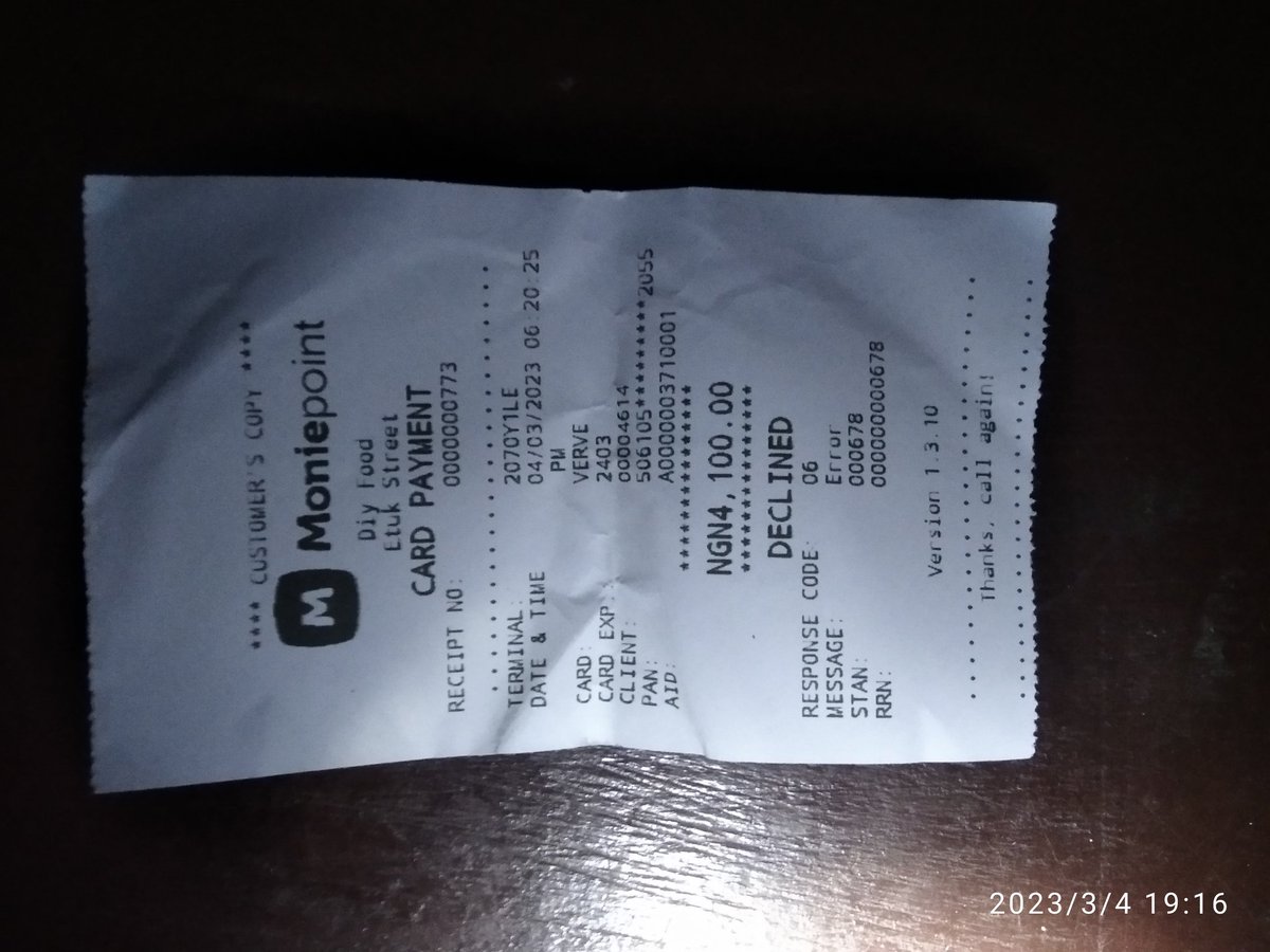 AkpanImette's tweet photo. @FirstBankngr @FirstBankngr I was debited 4100 from a moniepoint POS which showed declined on 04/03/2023. I have made complain on email but it has not been rectified https://t.co/VkaWv0mqDh