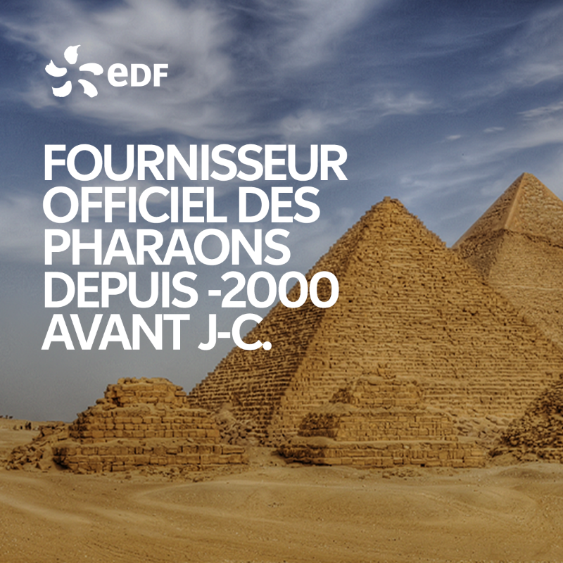 EDFofficiel's tweet photo. Non @GIMS, quand même pas. Mais on est certain que si l'électricité avait existé au temps des Pharaons, ils nous auraient sans doute choisis. https://t.co/WgJNd1k47I