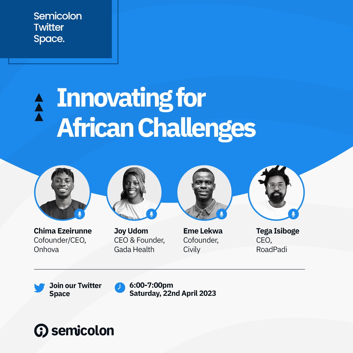 Join us this Saturday as we celebrate World Creativity and Innovation Day.

We will be hosting 4 tech founders in different sectors: Health tech, Civic tech, Transportation, and E-commerce sectors talk about how they innovate to solve African challenges.