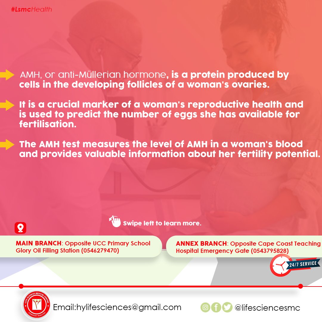 lifesciencesmc's tweet image. Who requires an Anti-Mullerian Hormone (AMH) Test? 
Follow us for more health contents and updates on our services.

Book an appointment today!
Call: 0546279470 / 0543795828
#LsmcHealth #AMH #AMHTest #pregnancy #healthcare #mywellbeing #healthylifestyle #Capecoast #Ghana