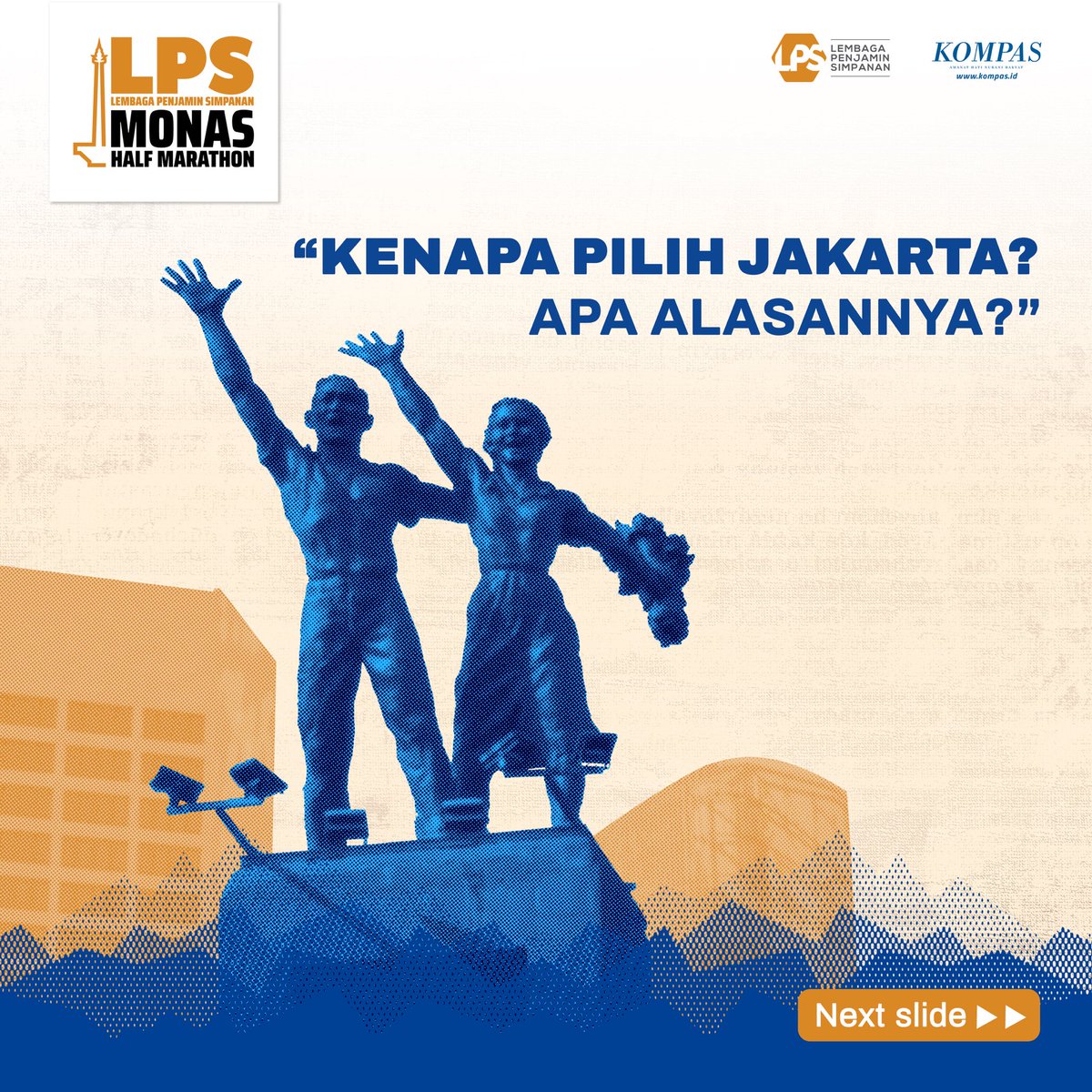 monashalfmrthn's tweet photo. Hai runners, udah siap buat lari bareng di jakarta bareng LPS Monas Half Marathon?

Tunggu tanggal mainnya ya!

Powered by @lps_idic
Presented by @hariankompas

#LPSMonasHalfMarathon #RestartForChange #LPSIndonesia https://t.co/OTPX5Pw7bZ