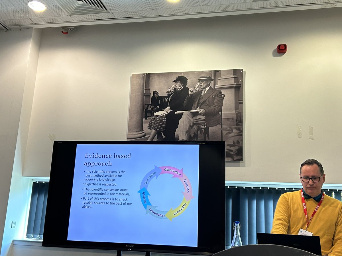 <a href="/theteacherjames/">James Taylor</a> stating quite rightly that scientific consensus must be represented in the materials and that accuracy in our lessons is vital #iatefl2023