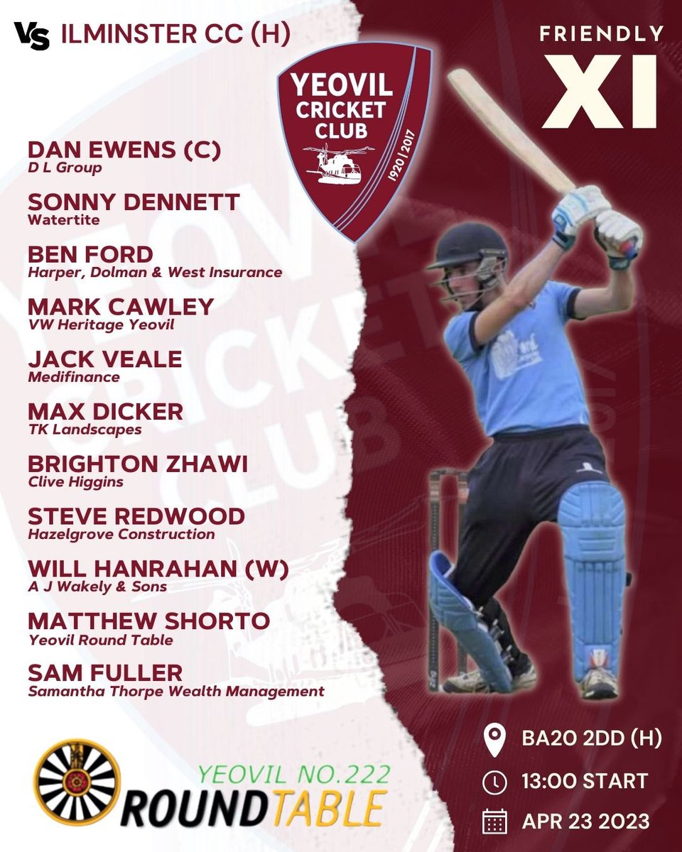So two matches coming up this weekend..

The first one’s against the weather and if we win that we get to play <a href="/Ilminstercc/">IlminsterCC</a> at the Grove on Sunday ☀️

The first match of 2023 will be a corker and we cannot wait 🏏