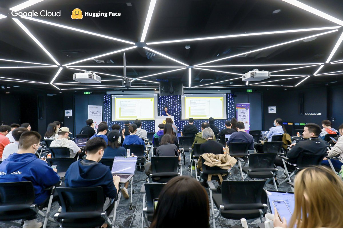 Hugging Face (@huggingface) on Twitter photo Our FIRST community meetup in Beijing is ON LIVE🔥🔥🔥
With <a href="/googlecloud/">Google Cloud</a>, we empower the AI enthusiasts to develop their project with JAX ♥️ Diffusers 🧨
You can still join our ongoing sprint: github.com/huggingface/co…" Our FIRST community meetup in Beijing is ON LIVE🔥🔥🔥
With <a href="/googlecloud/">Google Cloud</a>, we empower the AI enthusiasts to develop their project with JAX ♥️ Diffusers 🧨
You can still join our ongoing sprint: github.com/huggingface/co…"