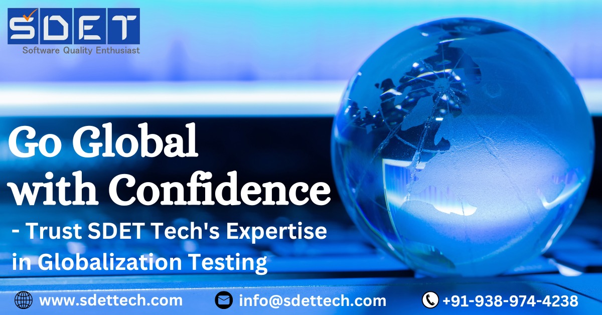 SDET_TECH's tweet image. Did you know that #globalizationtesting services are crucial for ensuring that your software application can be used by a global audience with varying cultural and linguistic backgrounds? With #SDETTech expertise, your application will function seamlessly for users worldwide.