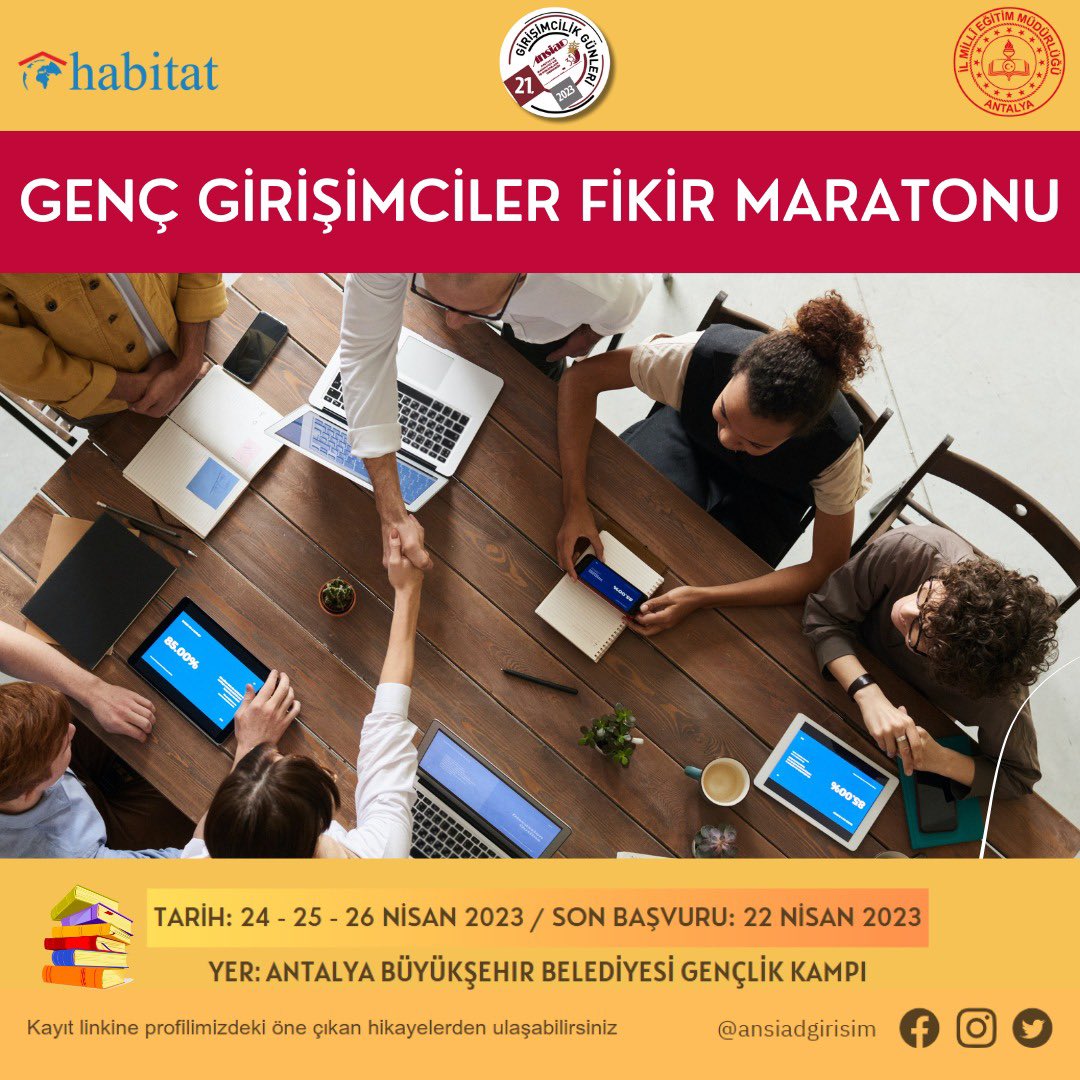 ANSİAD olarak, meslek lisesi ve fen lisesi öğrencilerini  Habitat Derneği ve UNICEF ortaklığında yürütülen Geleceği Eşitle Projesi kapsamında düzenlediğimiz "Genç Girişimciler Fikir Maratonu" na davet ediyoruz. Son başvuru tarihi  22 Nisan 2023 saat 23:59'dur.