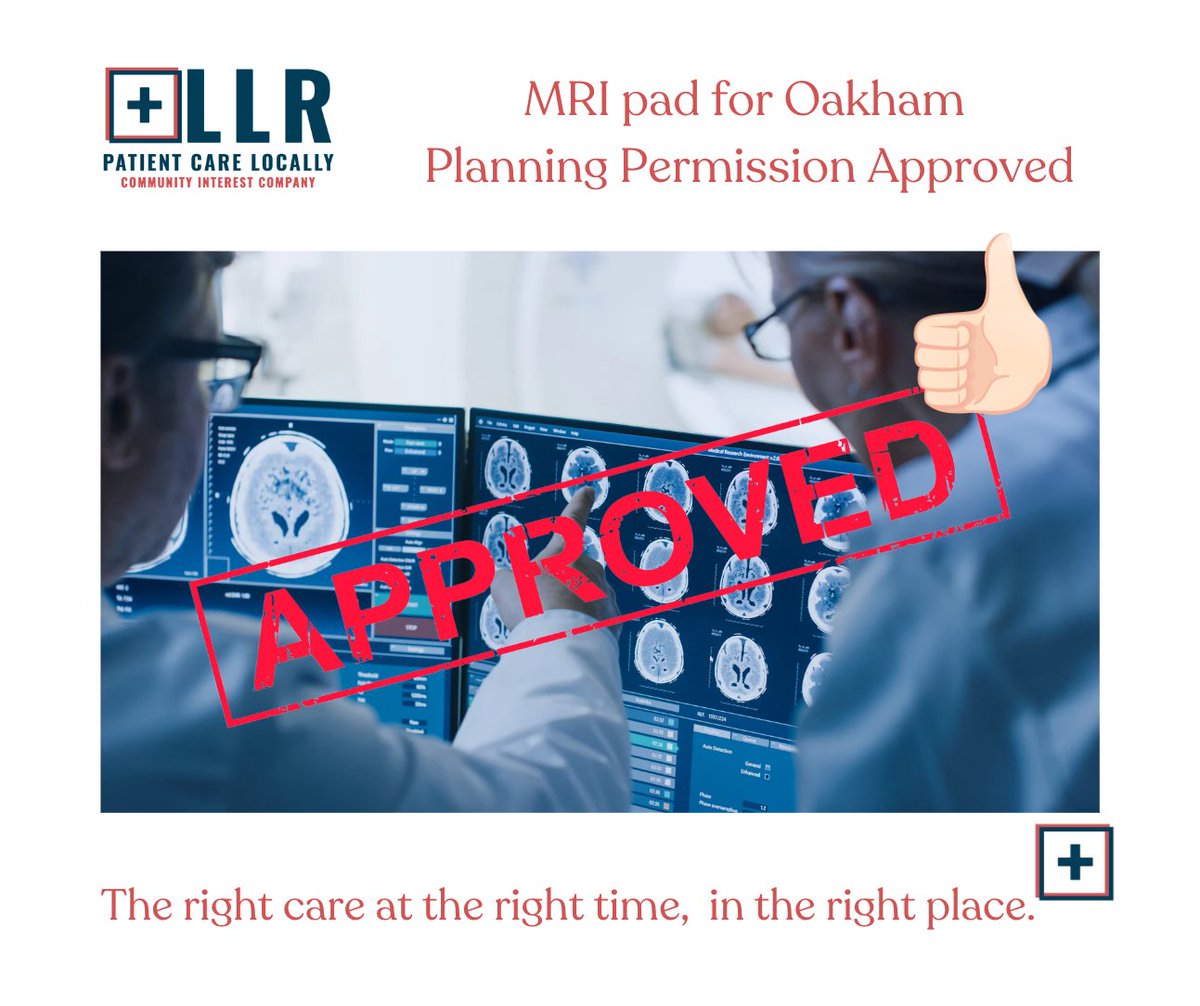 We are absolutely delighted to announce that planning permission has been granted for a brand new MRI pad in Oakham.  We would like to thank our partners at <a href="/NHS_LLR/">NHS Leicester, Leicestershire and Rutland</a> ICB and <a href="/rutlandcouncil/">Rutland County Council</a> for working along side us to make this happen.  What a boon for the people of the county.