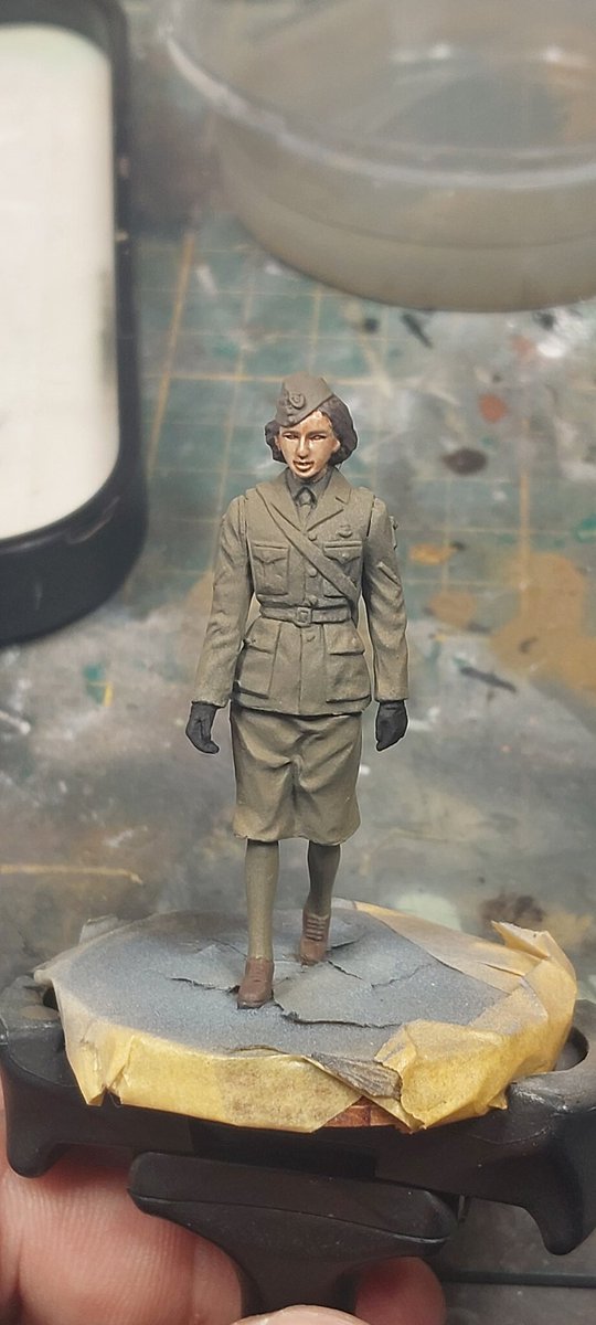 PanczykLE's tweet photo. New up! Base colors laid down last night. It will require a great deal work on shadows and highlights. Hopefully will manage! #paintingminiatures #tamiyapaints #broncomodels #alwaysvallejo #citadelpaints #armypainter https://t.co/pP3Yub6kIu