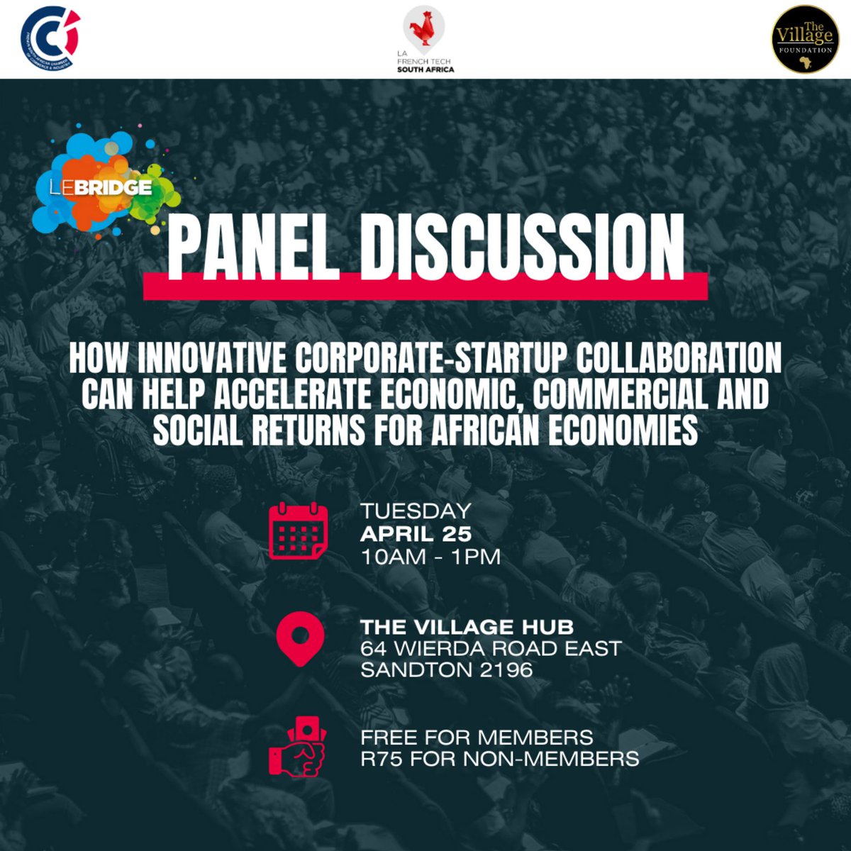 FrenchEmbassyZA's tweet photo. PANEL DISCUSSION ON CORPORATE & START-UP COLLABORATION 📢
Join the panel discussion on Tuesday 25th April to create concrete opportunities between start-ups 🚀
Click here to register: https://t.co/hP5bZcrLlm
#paneldiscussion #connectingstartups https://t.co/vUgmnAjlV4