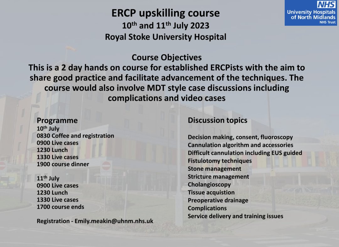 Due to cancellation, places are available on this hands-on ERCP course. This is a great opportunity to share good practice. I always learn from the delegates experience. @UHNMEndoscopyTC