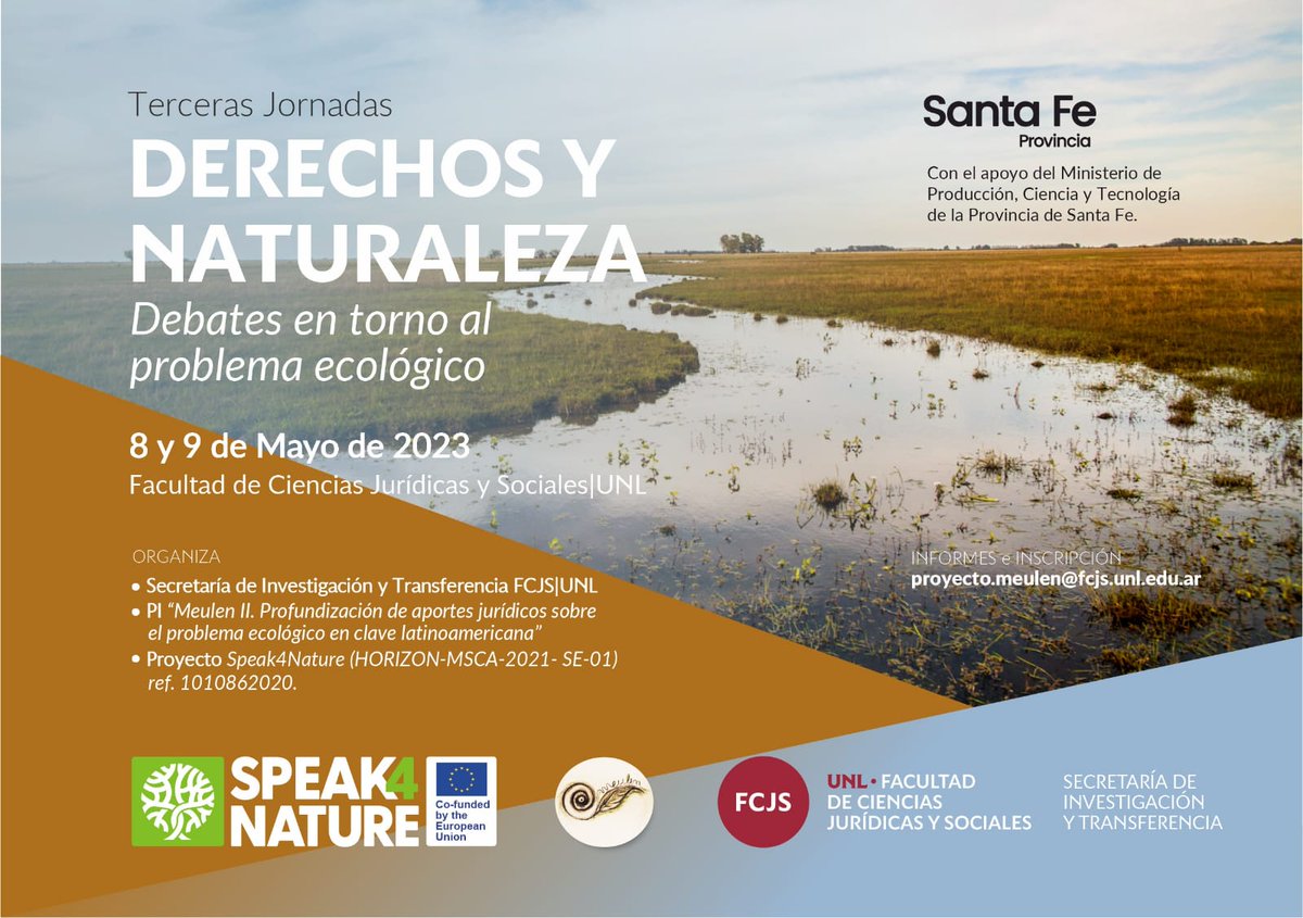 ProyectoMeulen's tweet photo. Se acercan nuestras jornadas y en esta ocasión tendremos la alegría de contar con la participación del proyecto @Speak4Nat a través de Ramón del Buey Cañas quien está realizando una estancia de investigación en la @FCJS_UNL 
#rightsofnature
#speak4nature
#animalsrigths 
#derechos https://t.co/2n9jczB6Ky