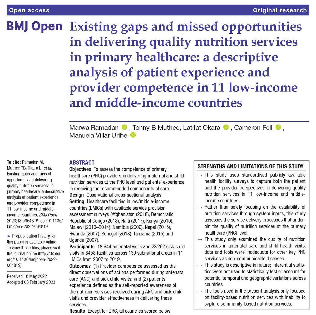 WBG_Health's tweet photo. #ImprovingPHC can start with simple interventions and better communication between providers and patients. #InvestInHealth
Check out this study about the impact and existing gaps and missed opportunities in delivering quality nutrition services in #PHC: https://t.co/ON9nxWvKMH https://t.co/AN4Pngyndv