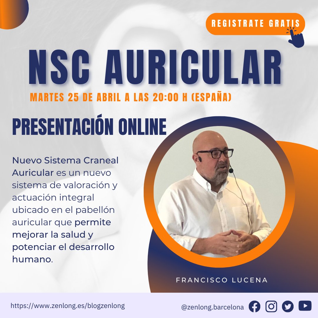 ZenLongBB's tweet photo. Nueva presentación de NSC Auricular según Francisco Lucena

Inscripciones aquí: https://t.co/S2CWCbxfgN

#formacionzenlong 
#naturopatia 
#nscauricular https://t.co/JBQIW87vEm