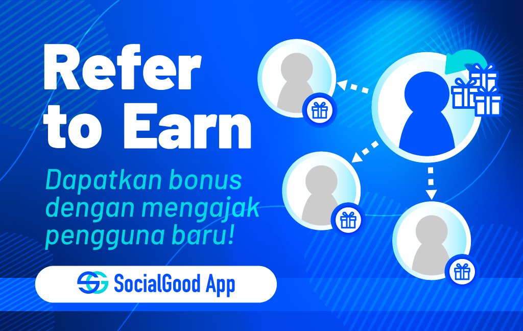 SocialGood_ID's tweet photo. Mau dapat bonus #crypto?💰 
���️Post referral link kamu di platform online atau share ke teman-teman kamu! 
➡️Dapatkan bonus untuk setiap pengguna yang belanja melalui SocialGood App yang daftar via link kamu!

DL App: https://t.co/3pLjkRWMGc

Cek detail: 
https://t.co/D6SBYhMoSR https://t.co/9CmaLwxI2g