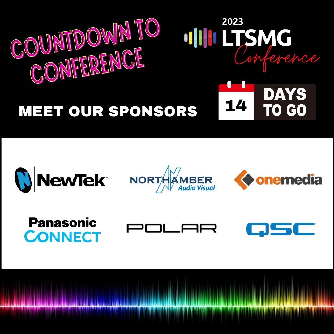 Next up in our #CountdownToConference at <a href="/lborouniversity/">Loughborough University</a> is meeting another group of sponsors. Thanks for your support! @NewTekInc <a href="/NorthamberAV/">northamber-av</a> <a href="/onemediaUK/">onemedia</a> <a href="/PanasonicUK/">Panasonic UK</a> <a href="/IntegratedPolar/">POLAR Integrated Solutions</a> @QSC #LTSMG23