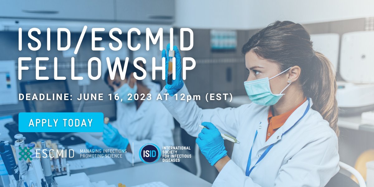 ESCMID's tweet photo. Apply now to the @ISID_org &amp; ESCMID Fellowship! This fellowship seeks early-career investigators from low and lower-middle-income countries outside of the region to travel to Europe for multidisciplinary clinical and laboratory training

More details here: https://t.co/RWjKu0mRGk https://t.co/ox5i1vFOeg