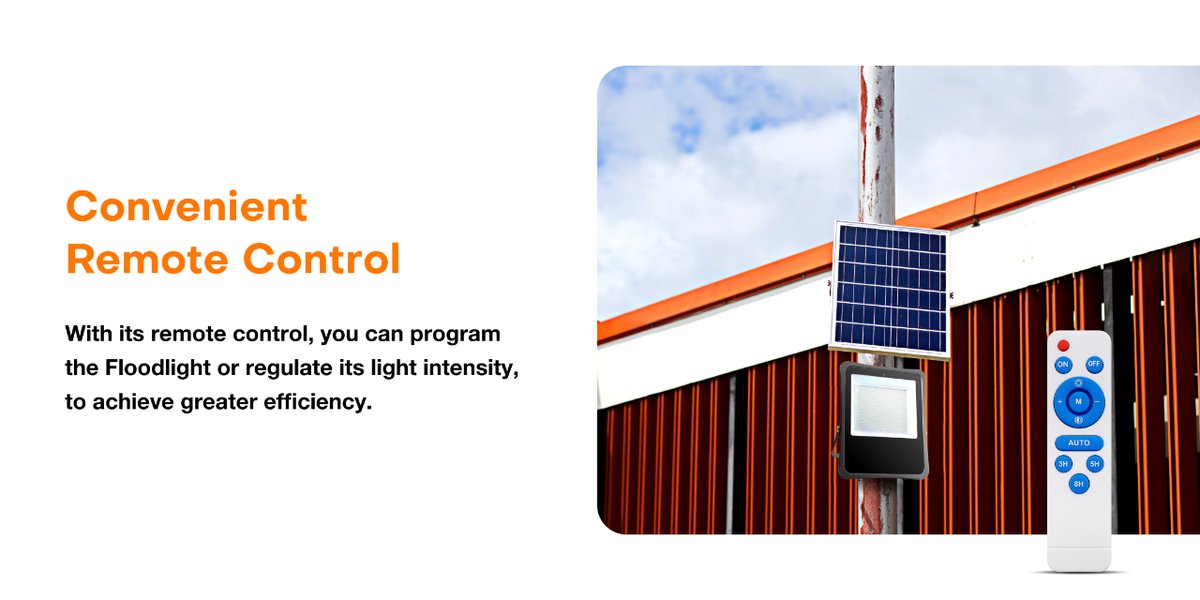 GraceLighting's tweet photo. Super Bright Solar Flood Light IP65.
Adjust the brightness and lighting time with its remote controller. Easy to install. Wattage ranges from 100 to 300W. High-quality die-cast aluminum housing. High Capacity and Durable batteries.
👉info@gracelighting.net
#solarlight #floodlight https://t.co/inY6fPA03q