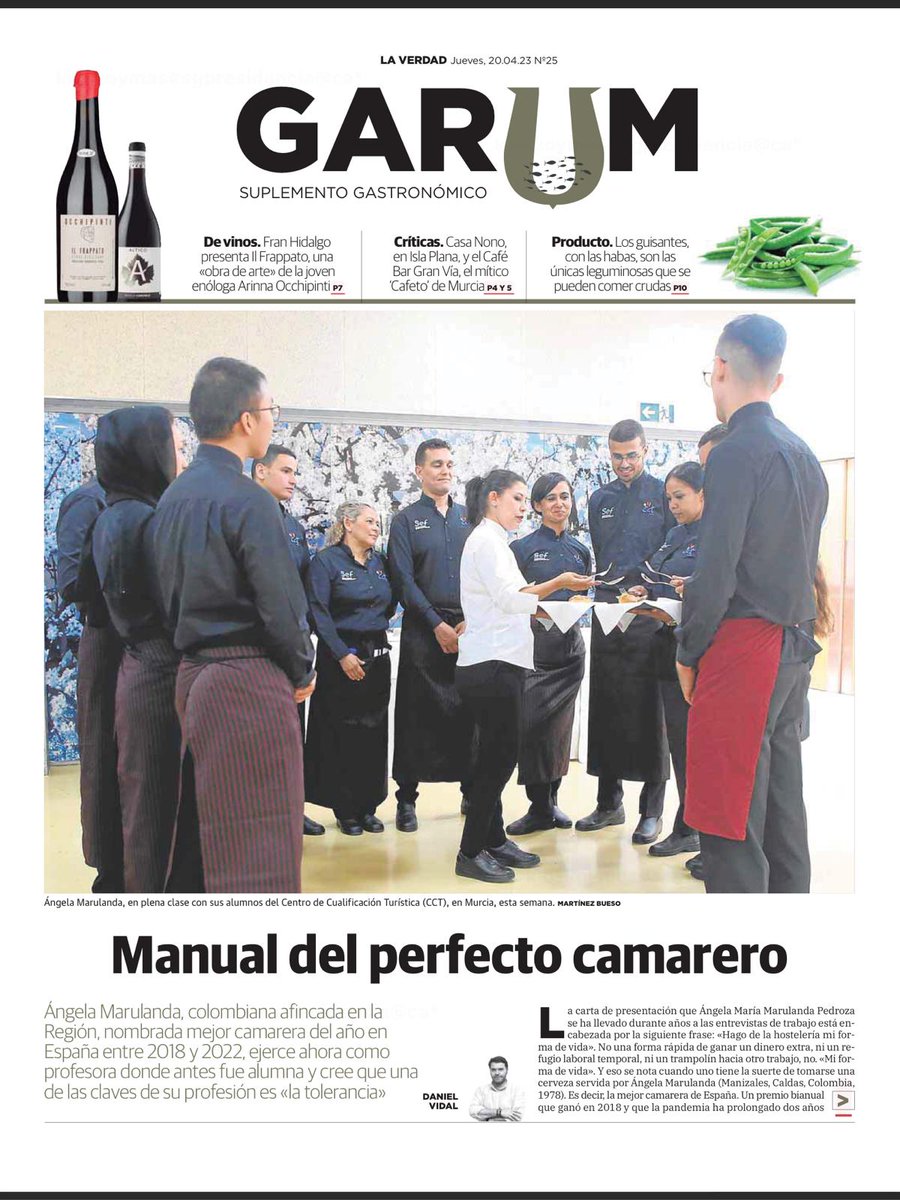 AM_Marulanda_'s tweet photo. 🎤 Entrevista🔸HOY #GARUM @laverdad_es 🗞️ Hablamos del servicio en sala. Manual del perfecto #Camarero #Camarera Gracias 🙌 a @Vidalparahoy y a Enrique 📸por hacerlo tan ameno y profesional.  @cctmurcia  #Formación @estrellalevante  #BeerSommelier #MaestraDeCatas https://t.co/kB2rysZrAz