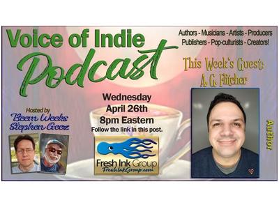A. G. Flitcher <a href="/agflitcher/">AG Flitcher</a> VOICE OF INDIE #Podcast <a href="/FreshInkGroup/">Fresh Ink Group</a> hosts <a href="/StephenGeez/">StephenGeez.com</a> <a href="/BeemWeeks/">Beem Weeks</a> April 26, 2023, 8PM EST blogtalkradio.com/voiceofindie1/…  #poet #poetry #Novel #Film #writer #ASMSG #IARTG #AuthorsOfTwitter #Indieauthor #bookaddict #bookaholic #book #bookworm <a href="/VoiceOfIndie/">Voice Of Indie</a>