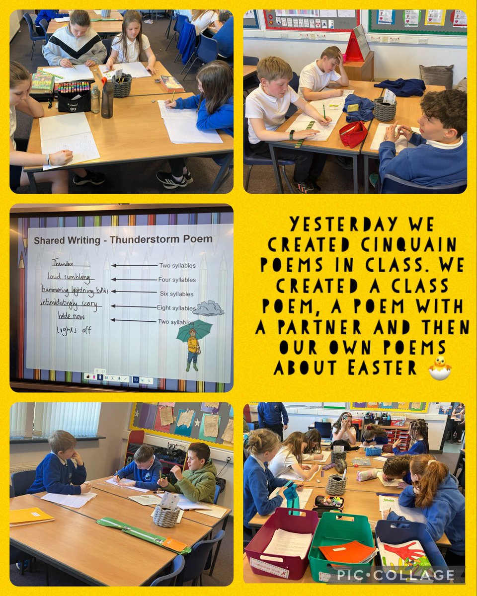 Whitehillsps's tweet photo. Yesterday we created cinquain poems in class all about Easter #BEST #P6L https://t.co/2JnZwxUGwI