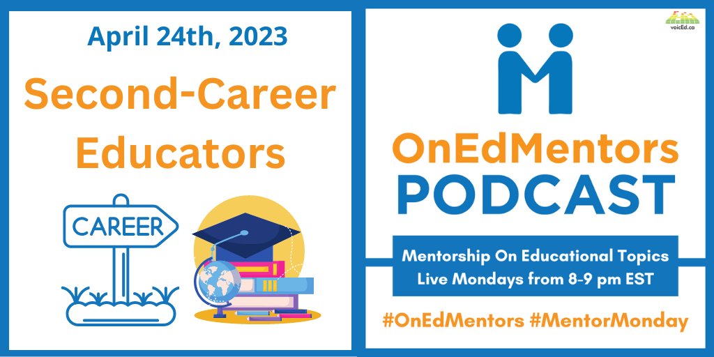 TheMentoree's tweet photo. Ever wondered why people change careers to become educators? Listen to Monday's panel of Second Career Educators talk about what brought them to #EDU. Listen to #OnEdMentors April 24th on https://t.co/RfCEDMzovF with @CanuckClassroom @ssunderaswara @MrPStJ
@jlay02 @JenniferAGates https://t.co/6VdnOJOscF