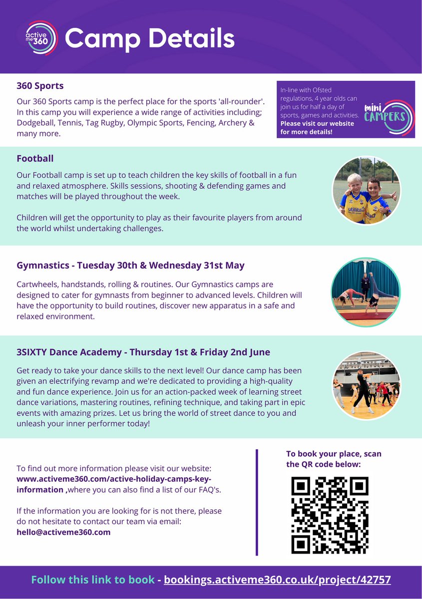 ActiveMe360's tweet photo. If you are in Winchester, Alresford or surrounding areas and need child provision for May Half-Term, we're excited to launch our Active Holiday camps at @Perins School!😊

🎾360 Sport
⚽Football
👑3SIXTY Dance Academy
AND... Gymnastics🤸

Book here: https://t.co/l4CD8ksMbs https://t.co/QH36X2Twf1