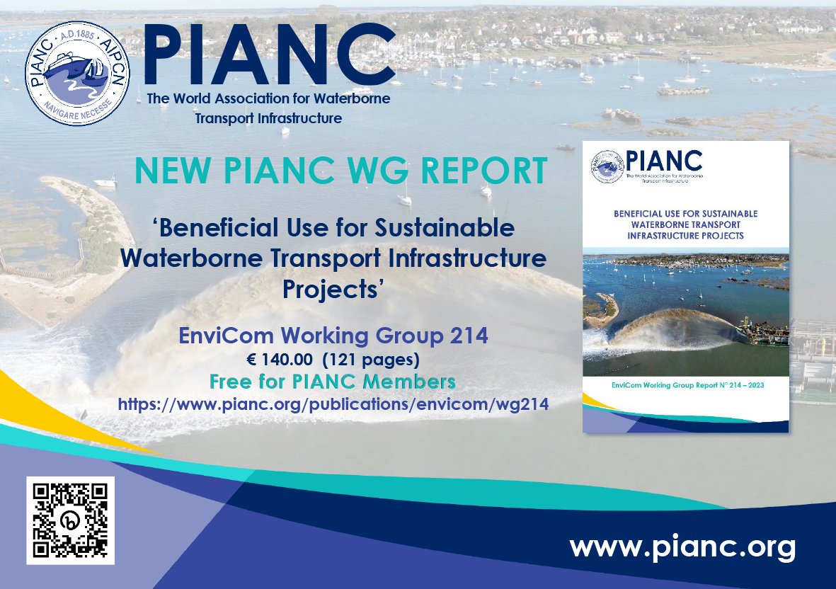 PIANC1's tweet photo. PIANC EnviCom WG 214 - 'Beneficial Use for Sustainable Waterborne Transport Infrastructure Projects' has been released!
Download your free copy as a PIANC member or purchase your copy in the PIANC webshop!
#pianc #wgreports #envicom https://t.co/S2sWfjU8qM