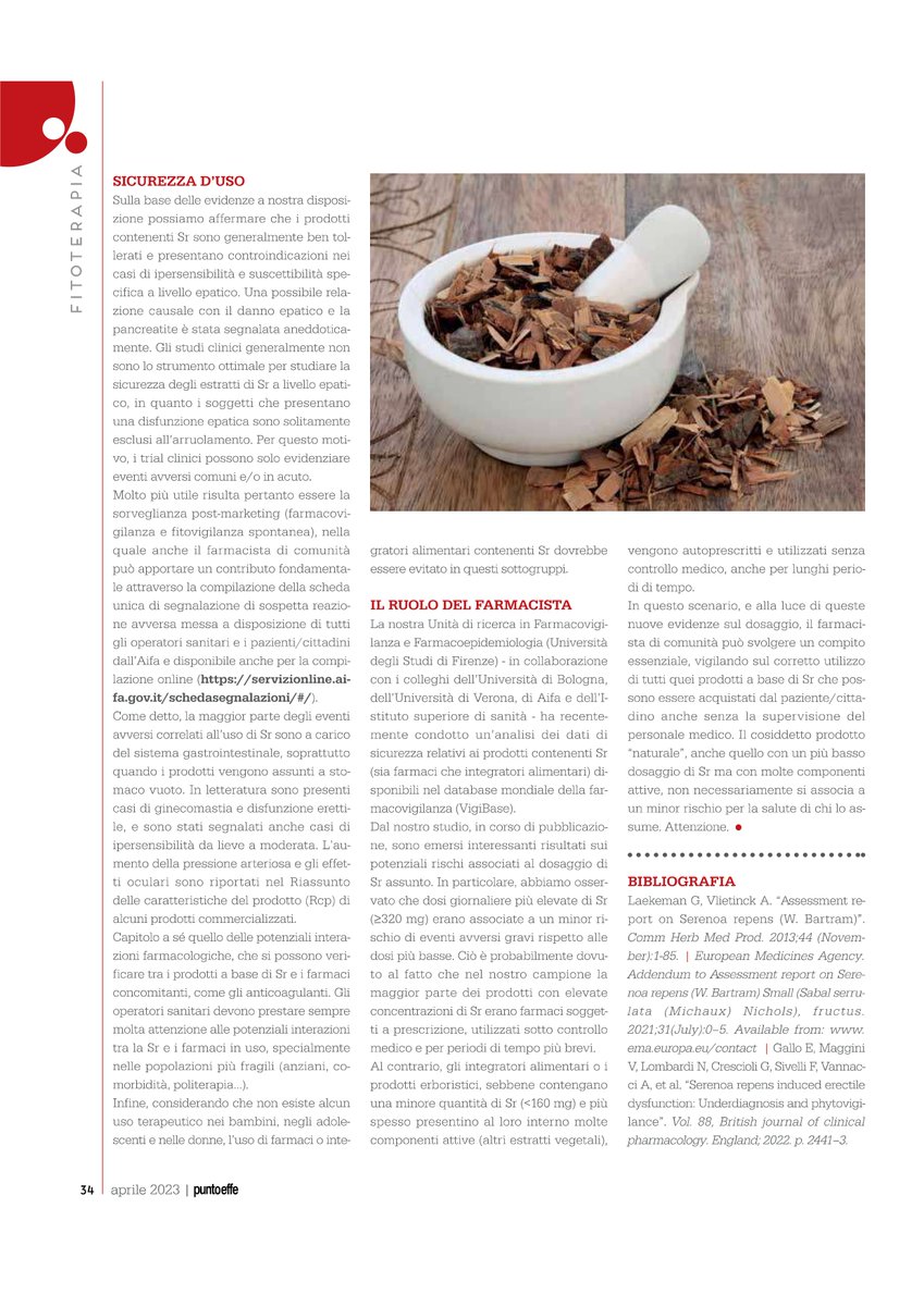 cucumba86's tweet photo. 🌿 Un disturbo diffuso. #Efficacia e #sicurezza d'uso dei #prodotti contenenti #Serenoa #repens, pianta di origine nordamericana, al centro di numerosi #studi preclinici e #clinici reperibili in #letteratura

a cura di  Giada Crescioli e Niccolò Lombardi
PUNTOEFFE n. 5/23 https://t.co/xfCS0eU6iP