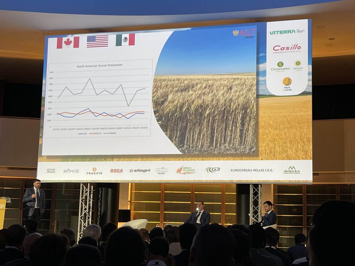 We are delighted to be part of the 13th Andalusian Commodity Exchange in Seville organized by <a href="/NBrokerage/">Northstar Brokerage</a>. It is a great opportunity to chat with worldwide #durumwheat players. <a href="/agtfoods/">AGT Foods</a> it’s starting the conference presenting Canadian interesting figures and forecast. 
#sedwi
