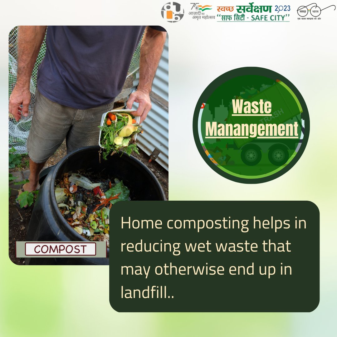 ulbharyana's tweet photo. #wastemanegment
Home composting helps in reducing wet waste that may otherwise end up in landfill.

#dulbharyana #urbanlocalbodies #swachhbharatmission #saynotoplasticbag #SwachhAmritMahotsav #IndiaVsGarbage #SwachhthaKaUpahaar #harageelasookhaneela #swachhatakedorang #waste https://t.co/48hqLbLXPH