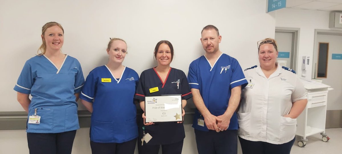 Amazing job Critical Care Team!! We have been nominated and won a #PrideOfAiredale award!! Well done to each and every one of the team for your hard work and dedication every single day 💙💙💙
<a href="/AiredaleNHSFT/">Airedale Hospital</a> 
<a href="/JulieBrook10/">Julie Brook</a> <a href="/ShelleyL88/">Shelley Lofthouse 💙</a>