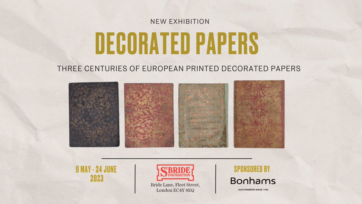stbridefdn's tweet photo. One week to go until our new exhibition opens on 9 May! 🙌
Decorated papers: Three centuries of European printed decorated papers
https://t.co/u355hFpDBB
#Exhibitions #BookHistory #PrintHistory #DecoratedPapers #LondonExhibitions #WhatsOnLondon #ThingsToDoInLondon #Heritage https://t.co/P88QYUfQON
