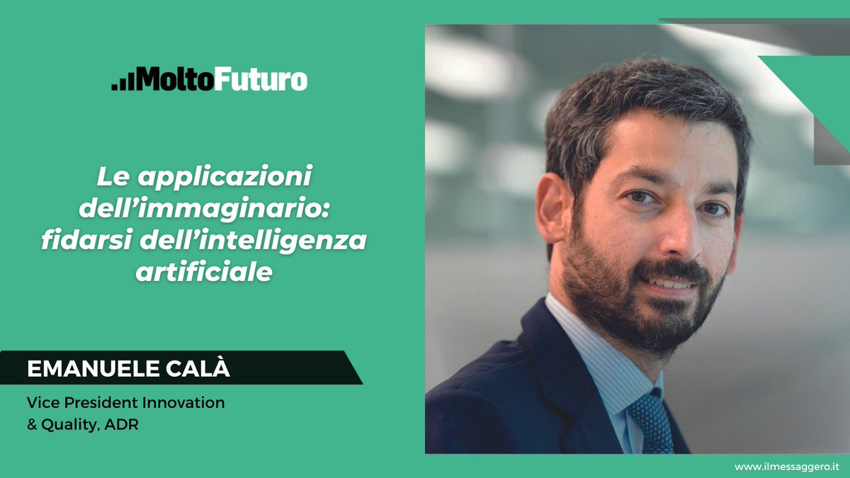 <a href="/HumanitasMilano/">Humanitas Milano</a> <a href="/HUNIMED/">Humanitas University</a> <a href="/alvaromoretti/">Alvaro Moretti</a> Le applicazioni dell’immaginario: fidarsi dell’intelligenza artificiale, ne parliamo con Emanuele Calà di <a href="/AeroportidiRoma/">Aeroporti di Roma</a> con <a href="/alvaromoretti/">Alvaro Moretti</a> e #CostanzaCalabrese #MoltoFuturo