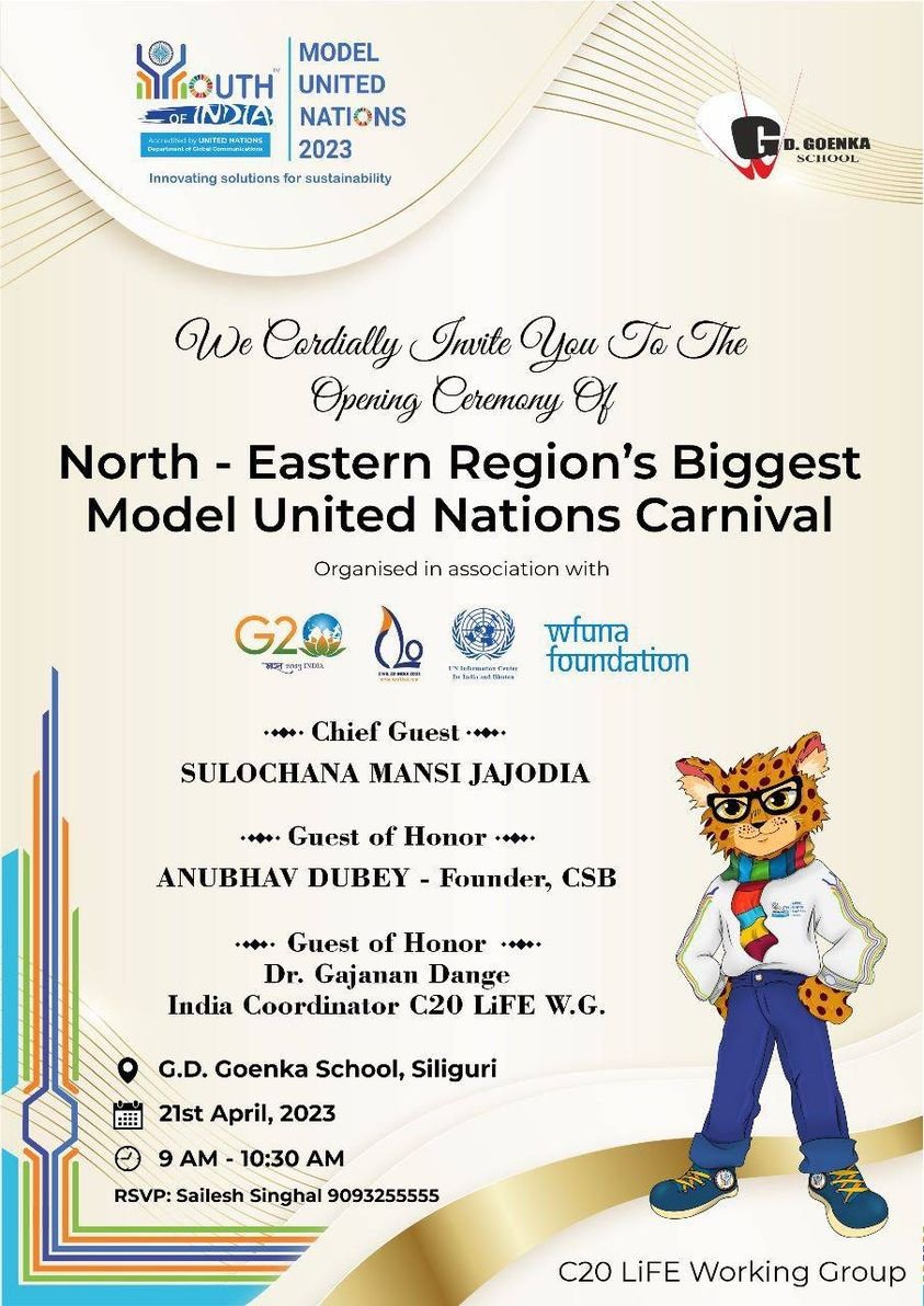 C20 LiFE WG has organized it's next subtheme conference in Siliguri. North Eastern Regional Biggest #YOIMUN
YOJAK's President Dr. Gajanan Dange is guest of honour on Day 1- 21st April 2023.
He is  India coordinator of C20 LiFE working group.
@C20EG 
#YOJAK #Civil20 #WestBengal
