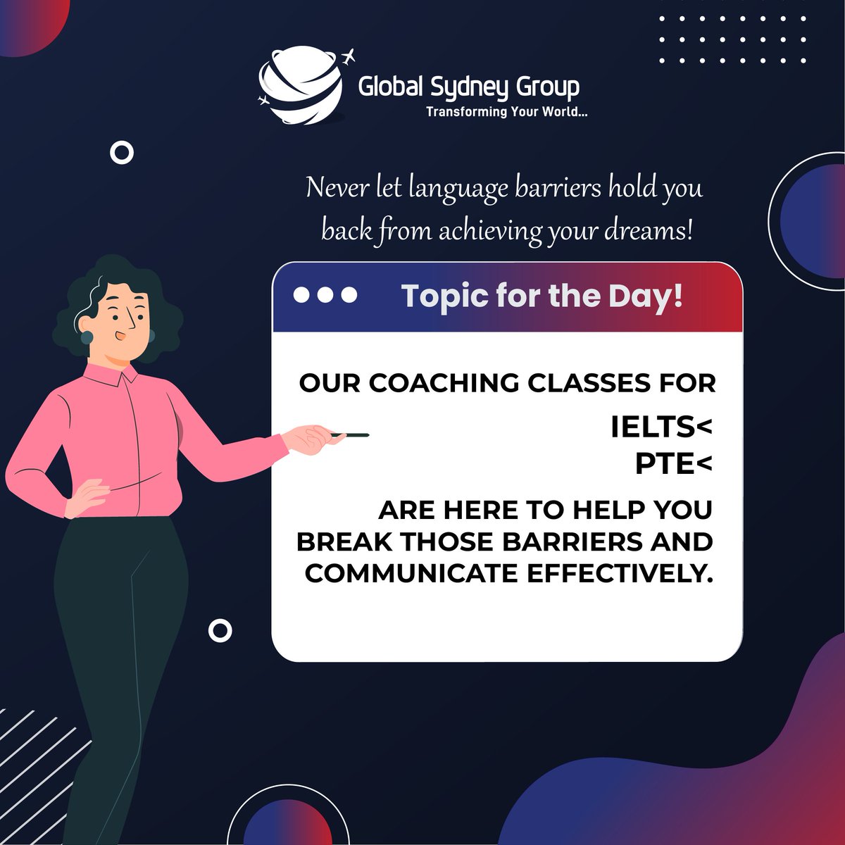 🌍🗣️Don't let language barriers limit your dreams!
.
.
.
.
.
.
#GlobalSydneyGroup
#BestImmigrationConsultant  #studyvisa #studyabroad  #language
 #studyabroad  #LanguageLearning