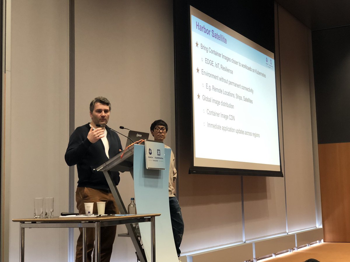 <a href="/vad1mo/">Vadim Bauer</a> sharing thoughts on <a href="/project_harbor/">Project Harbor</a> satellite work :) #KubeConEU <a href="/CloudNativeFdn/">CNCF</a>