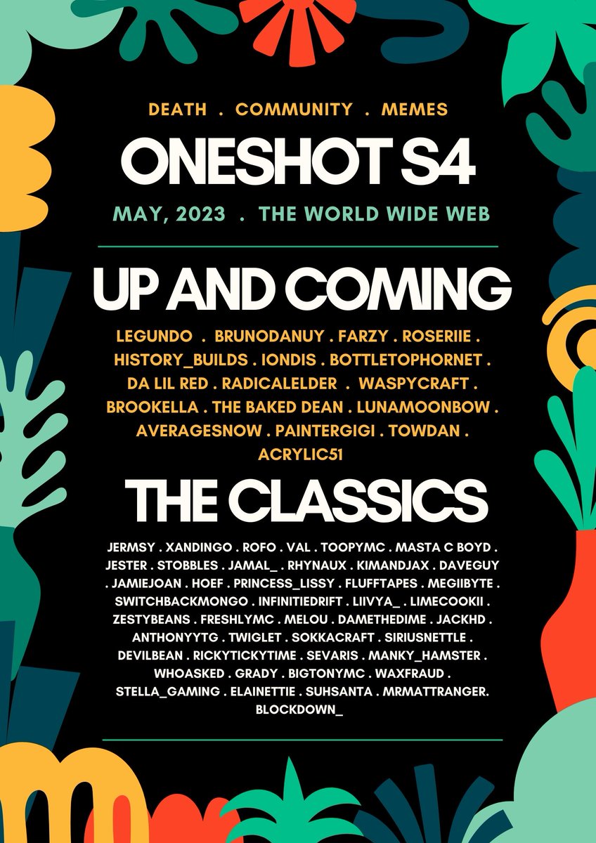 Official Members Announcement! 
We've got 17 new acts for you to enjoy, plus returning classics! 
So.. who is dying first?