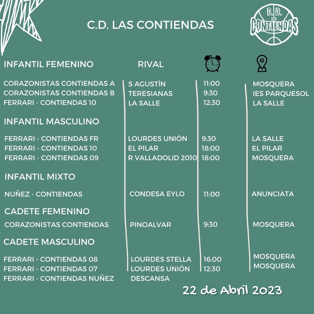 cdlascontiendas's tweet photo. Partidos de esta jornada
#GoContiendas💚 https://t.co/bslNhTcYid