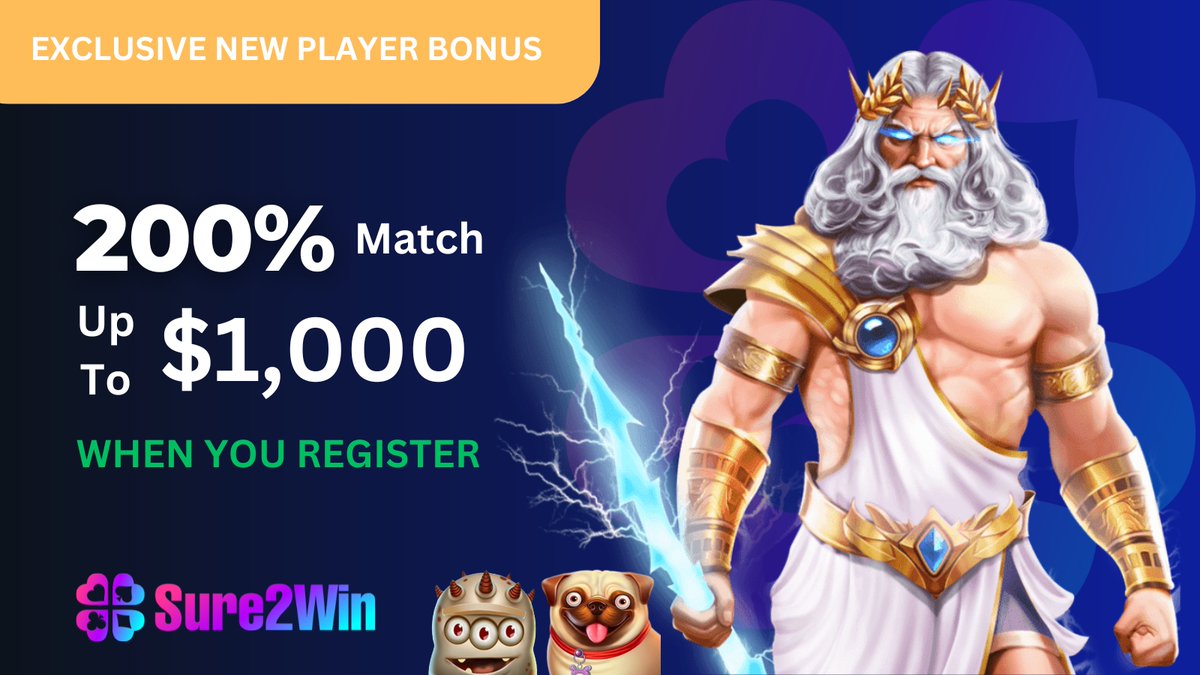 Looking to make your 420 🌿even more special?  

Get the new, one-time 200% deposit match, up to $1,000 in bonus to play ANY games. Our users love Big Bass Bonanza, Gates of Olympus, and The Dog House Megaways. What's yours?  

Sign up for FREE at sure2.win