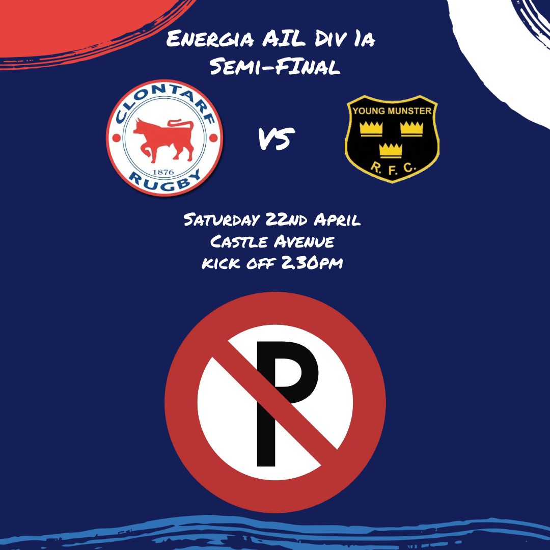 ClontarfRugby's tweet photo. Please note there will be no parking available in the club tomorrrow, please plan accordingly.

#WhoAreWe #ClontarfRugby #walk #cycle #bus #train https://t.co/oWYqASEZRM