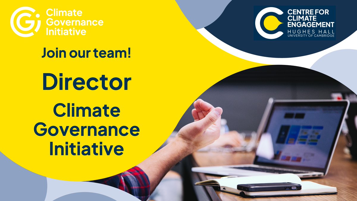 VACANCY: Director - Climate Governance Initiative 

Do you think you have the skills to further the development of the Climate Governance Initiative?  
Find out about our  new role! bit.ly/3B3K8oK

#ClimateJobs #EnvironmentJobs @Cambridge_Uni @Hughes_Hall @Boards4Climate