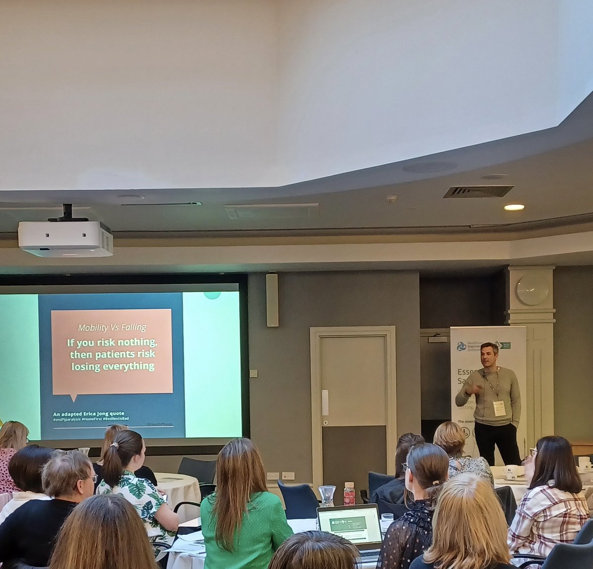 joanmarie500's tweet photo. Thank you @HealthPhysio for a thought provoking presentation. A powerful message about embracing risk or our patients risk losing everything @SPSP_AcuteAdult 
#SPSPFalls #EndPJParalysis https://t.co/6BbBN5SybG