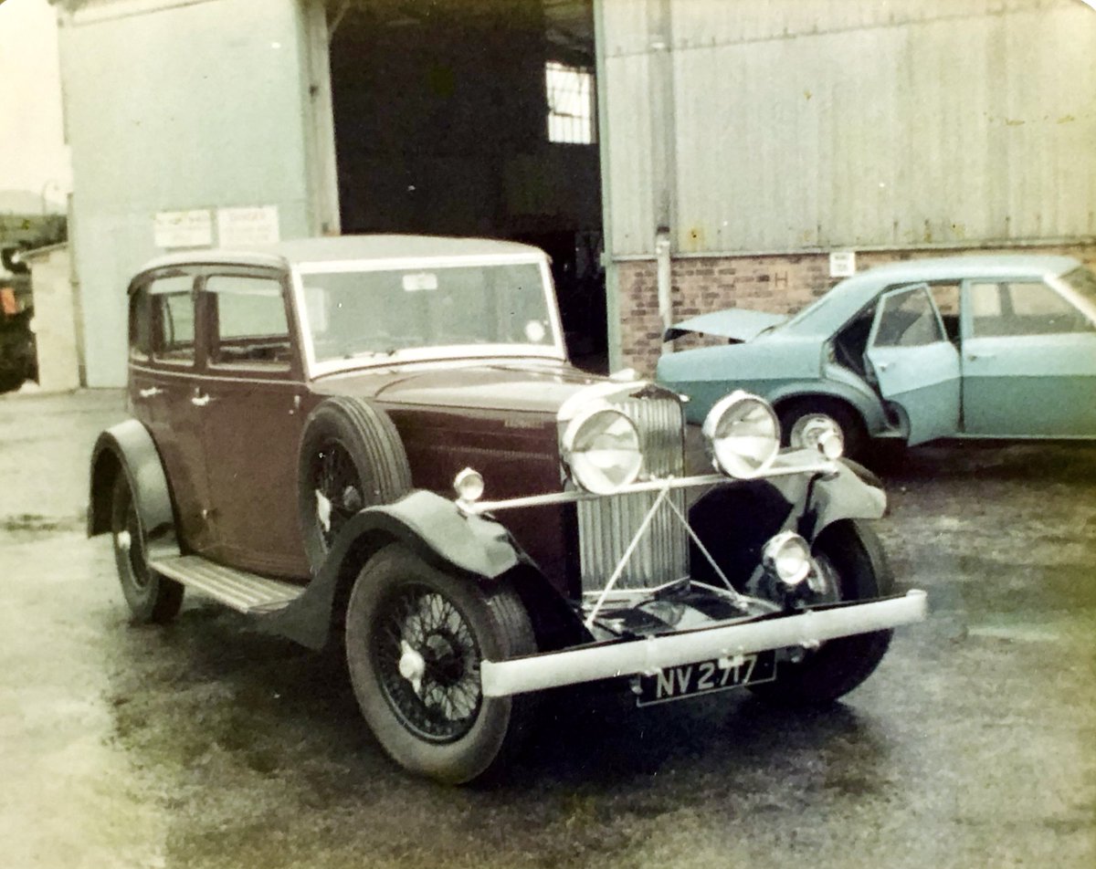 v8oholic's tweet photo. Mid 1980s, when my dad took his 1933 Talbot to work. Long before the 1990s repaint to red and black. Bonus FD Victor 2000 auto content too 😀 #TalbotThursday 🏁 https://t.co/WhK27xqj6F